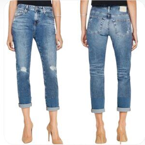 AG Ex boyfriend Slouchy Slim Crop Distressed Jean Size 27